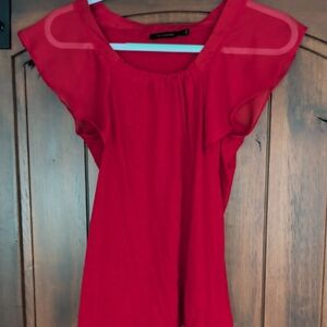 The Limited Bright Red Flutter-Sleeve Blouse